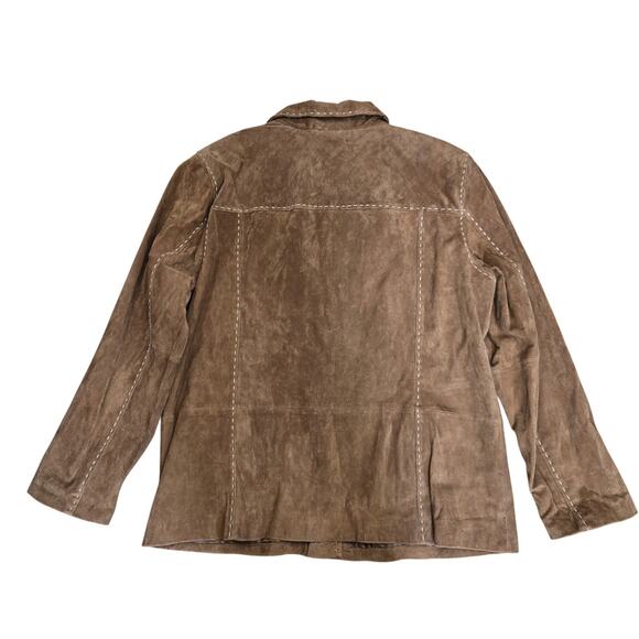 New Denim & Co Brown Leather Button Down Jacket Coat Western - Picture 4 of 8